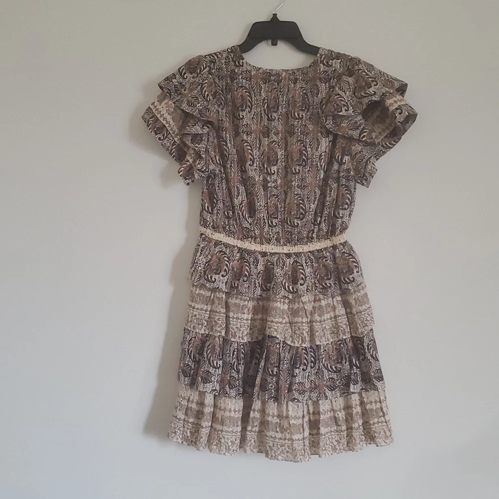 NWOT ULLA JOHNSON KAITLYN FLUTTER SLEEVE DRAWSTRING MINI DRESS IN YARROW - Picture 9 of 14